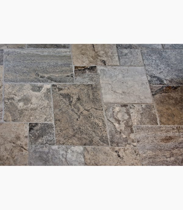 French-Pattern-SILVER-Premium-SELECT-Brushed-CHISLED-Travertine-TILE-_Angle-600x686